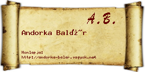 Andorka Balár névjegykártya